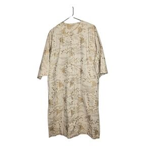 Vintage Madame Butterfly 60s Japanese Haori Kimono Robe Gold Floral Open Front M